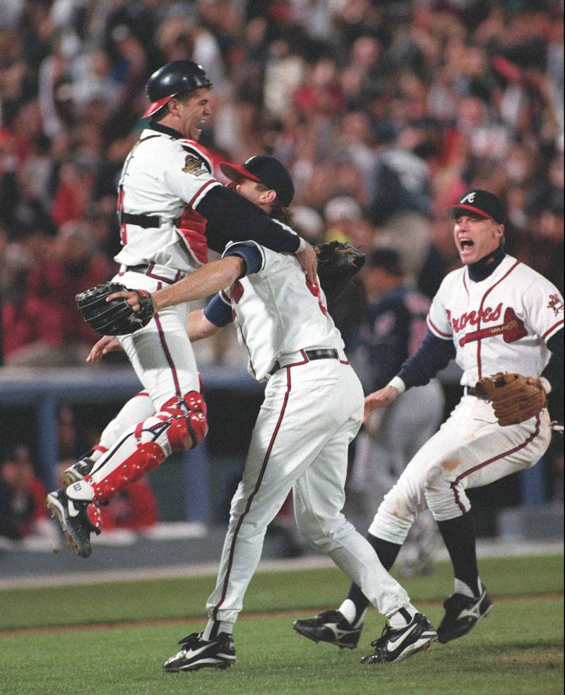 1995 WS Gm1: Chipper gets introduced before Game 1 