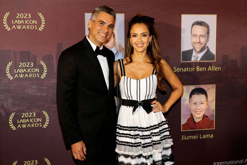 LOS ANGELES, CALIFORNIA - SEPTEMBER 22: (L-R) Cash Warren and Jessica Alba attend The 3rd Los Angeles Beverly Arts Icon Awards at Four Seasons Hotel Los Angeles at Beverly Hills on September 22, 2023 in Los Angeles, California. (Photo by Kevin Winter/Getty Images)