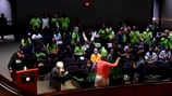 Protestors take over Atlanta City Council meeting by throwing ping-pong balls, yelling