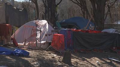 Atlanta city workers inspect homeless encampment near site of bridge fire