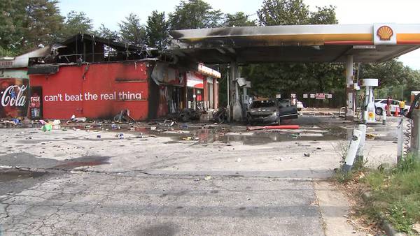 Midtown Atlanta gas station goes up in flames after motorcycle catches fire