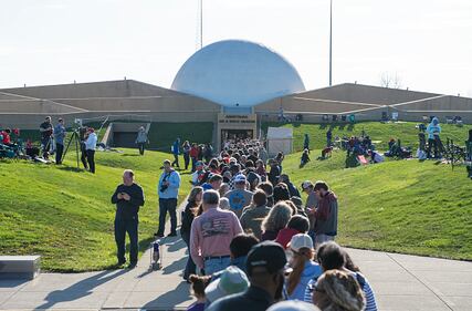 People watching the solar eclipse