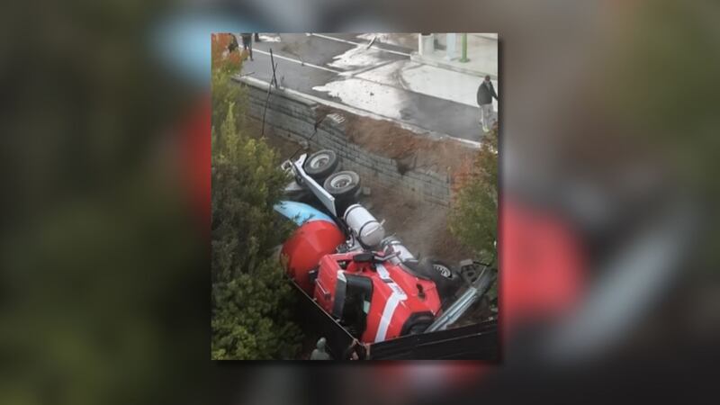 Driver dead after concrete truck crashes off embankment
