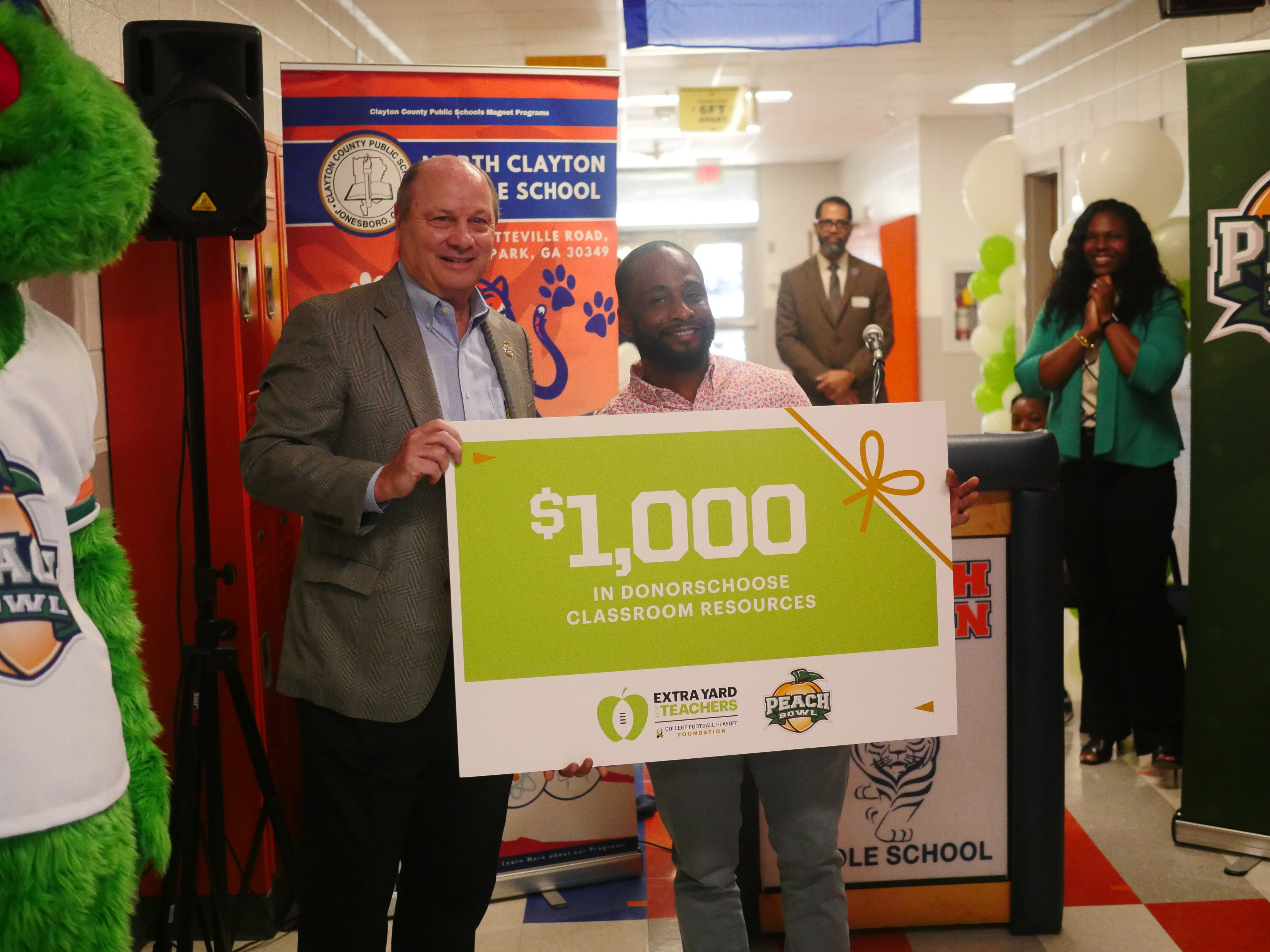 North Clayton Middle School is one of three STEM labs renovated in the last 48 hours. Peach Bowl, Inc., college football's most charitable bowl organization, has completed three STEM lab renovations in the last 48 hours as part of the Extra Yard Makeover Initiative with the College Football Playoff Foundation. Representatives from both Peach Bowl, Inc. and the CFP Foundation were in attendance.