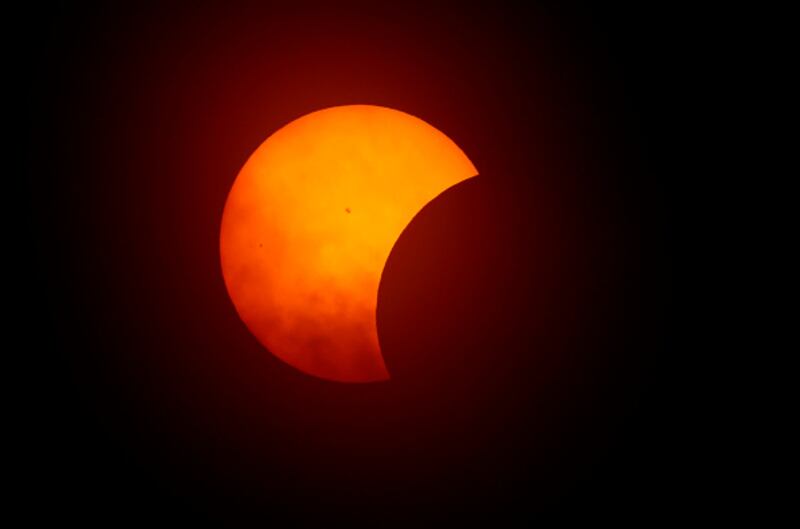 People watching the solar eclipse