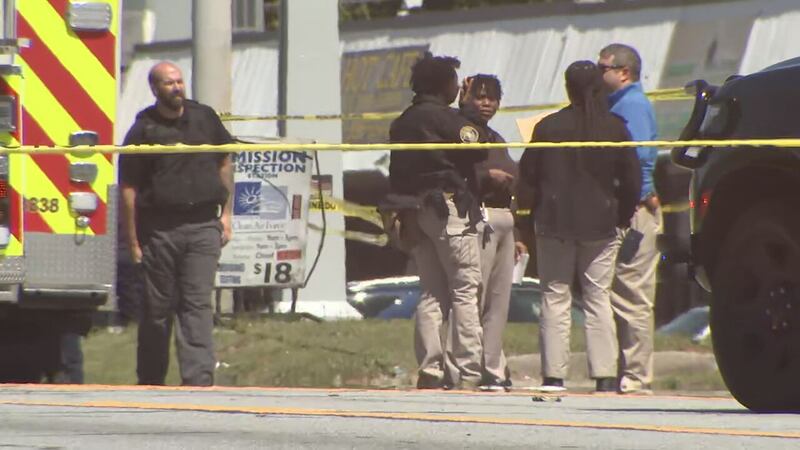 Scene of officer-involved deadly shooting in Clayton County on Thursday, March 28, 2024. Police investigate after they say a sexual assault suspect opened fire on them.