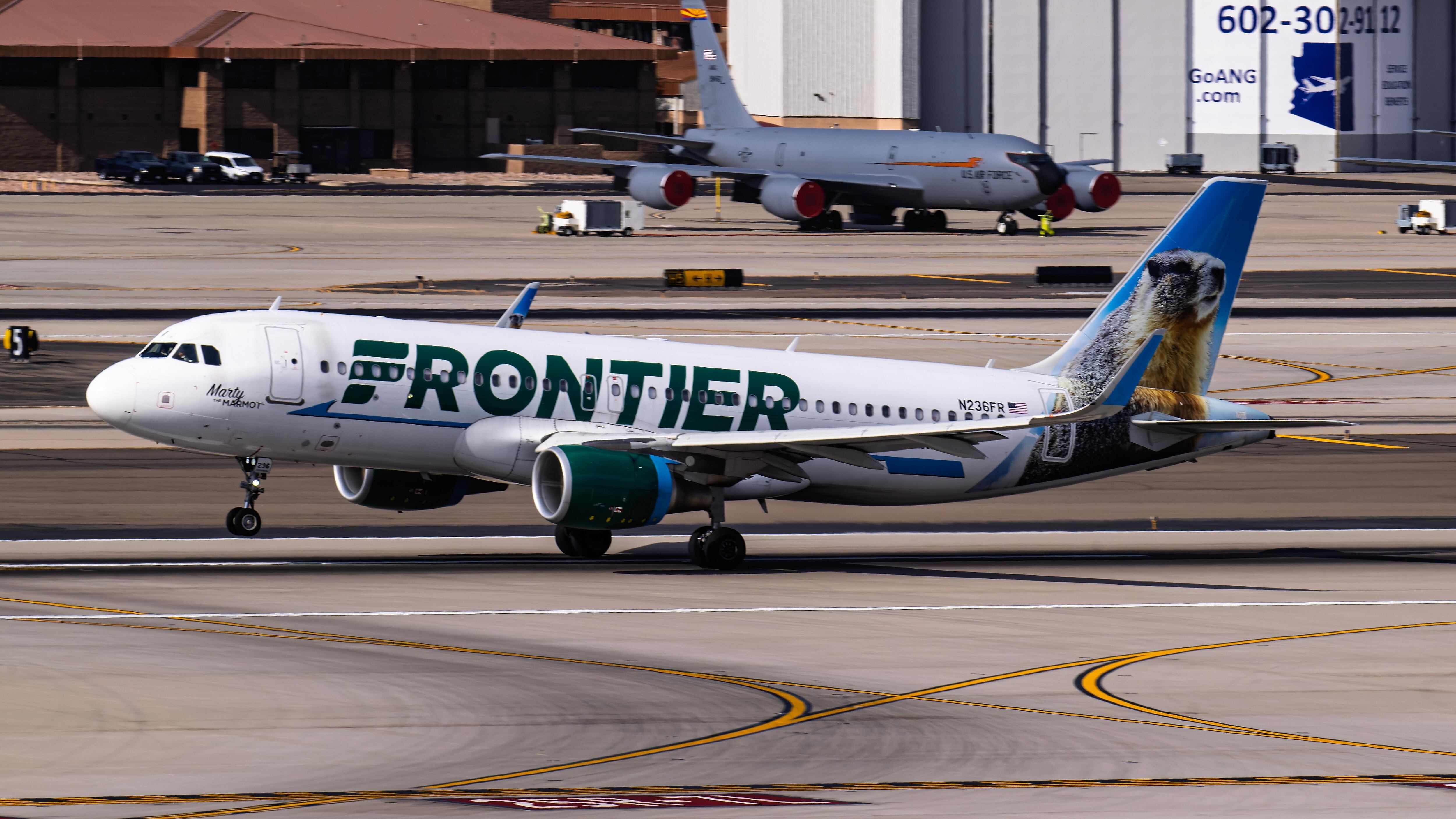 Frontier Airlines Airbus A320 N236FR departure from 7L at Phoenix Sky Harbor International Airport