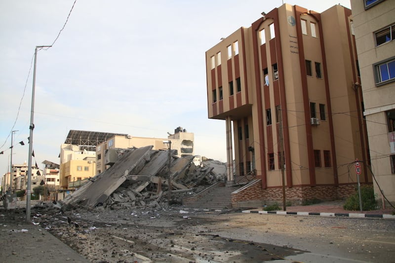 GAZA CITY, GAZA - OCTOBER 7: A general view of damage caused by Israeli air strikes on October 7, 2023 in Gaza City, Gaza. The Palestinian militant group Hamas launched a missile attack on Israel today, with fighters simultaneously crossing the border from Gaza. Israel has declared a state of war. (Photo By Ahmad Hasaballah/Getty Images)