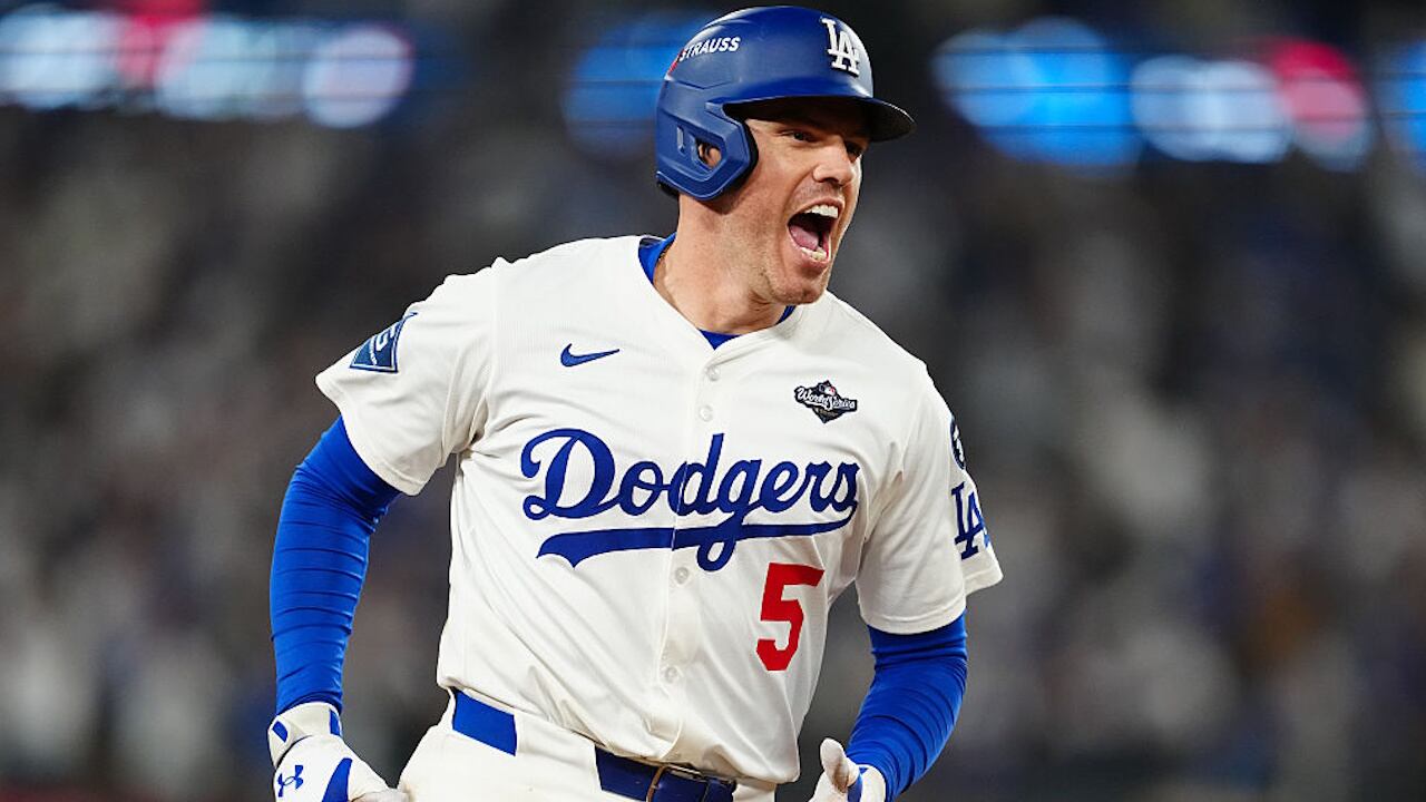 Freddie Freeman celebrated his second walk-off home run in two consecutive World Series when he connected in the 18th inning on Monday night.