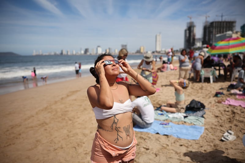 People watching the solar eclipse