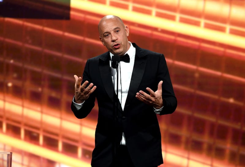 BEVERLY HILLS, CALIFORNIA - OCTOBER 25: Vin Diesel speaks onstage during the 2019 British Academy Britannia Awards presented by American Airlines and Jaguar Land Rover at The Beverly Hilton Hotel on October 25, 2019 in Beverly Hills, California. (Photo by Kevin Winter/Getty Images for BAFTA LA)