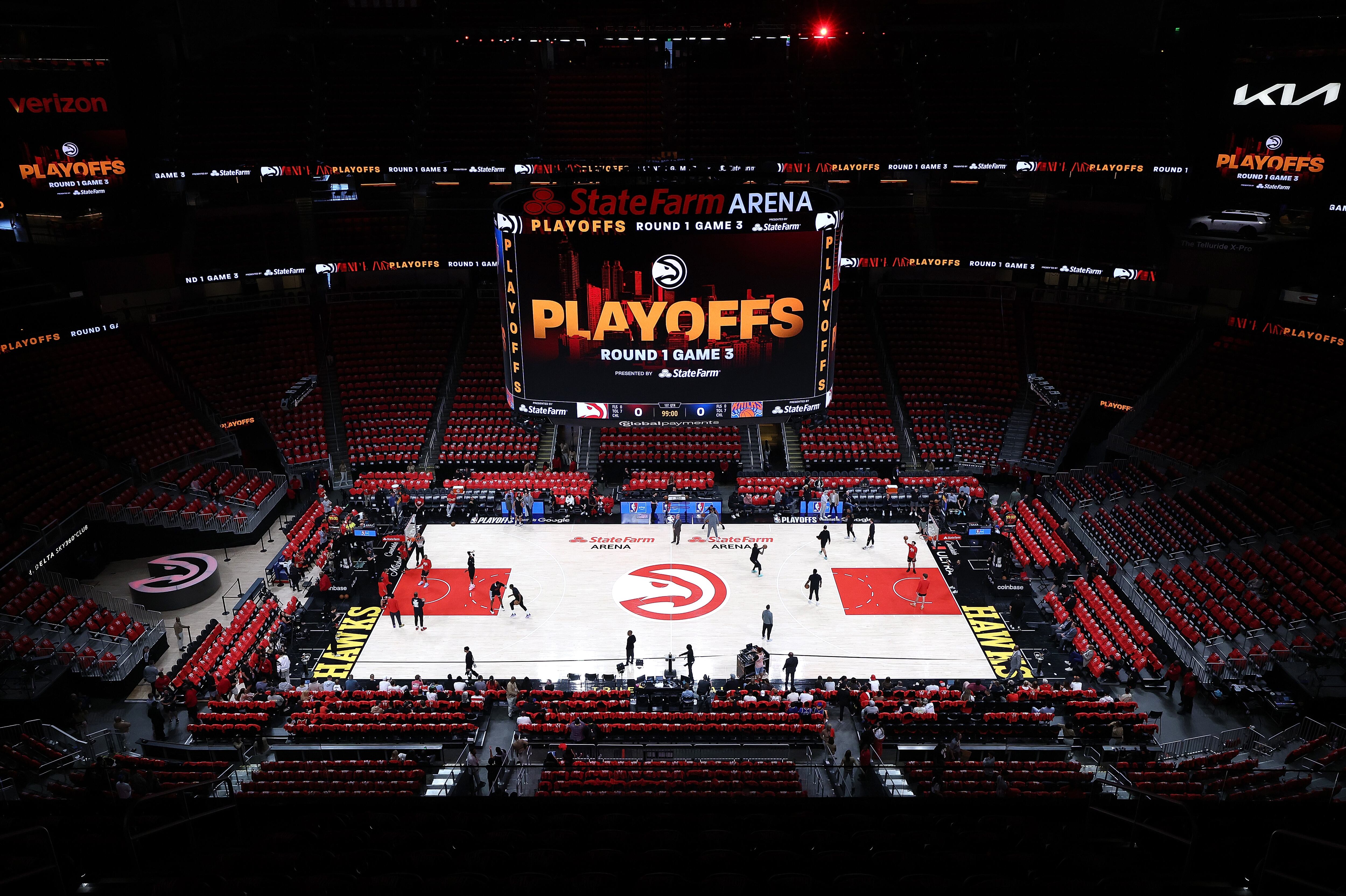 Atlanta Hawks partner with PrizePicks for brand media integration , party deck at State Farm Arena