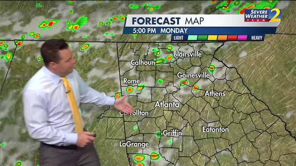 Isolated showers, storms on Monday beginning another wet week