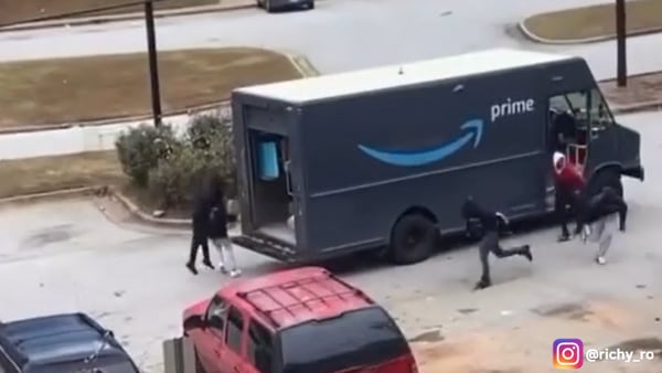 Police searching for men seen on video stealing packages from an Amazon truck in Atlanta